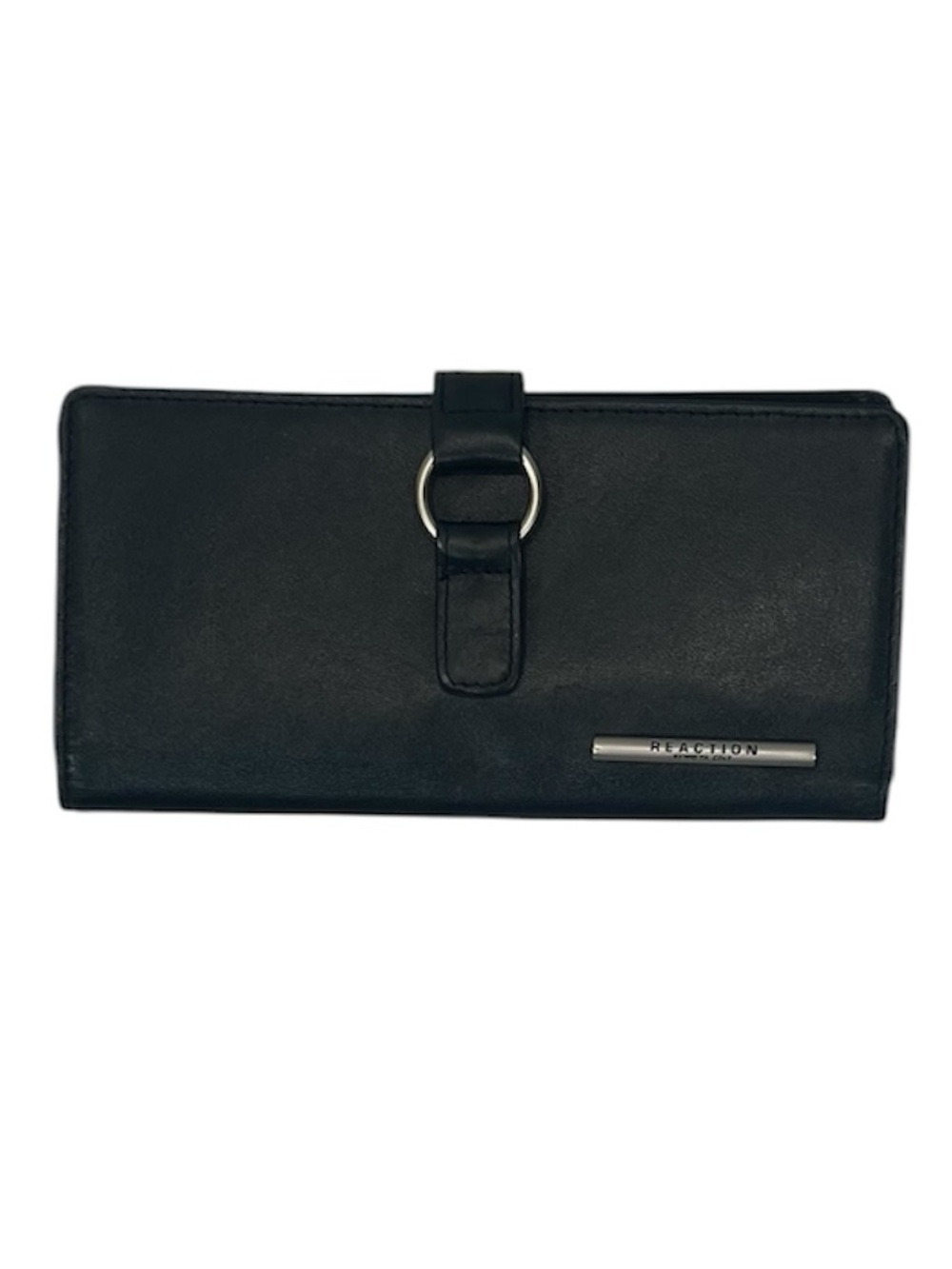 Kenneth Cole Reaction Women's Black Leather Checkbook Wallet w/ Snap Tab Closure